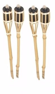 Tuinfakkels voor lampenolie - 4x stuks - 60 cm - bamboe hout - buiten - navulbaar