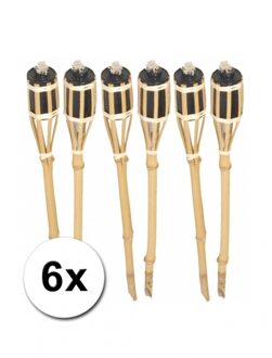 Tuinfakkels voor lampenolie - 6x stuks - 60 cm - bamboe hout - buiten - navulbaar Multi
