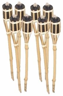 Tuinfakkels voor lampenolie - 8x stuks - 60 cm - bamboe hout - buiten - navulbaar