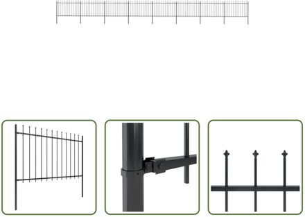 Tuinhek - 8 schuttingpanelen - 9 palen - 13.6 meter - zwart