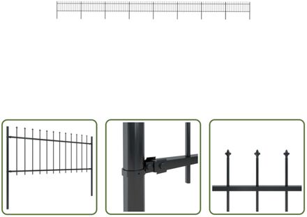 Tuinhek - Decoratief Stalen Hek - 13.6m lengte - 8 panelen - 9 palen - zwart