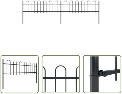 Tuinhek - Decoratief Stalen Hek - 340 x 110 cm - Zwart