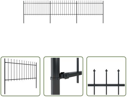 Tuinhek - Decoratief Stalen - Hekpaneel 510x100 cm - Zwart