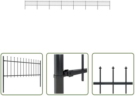 Tuinhek - Decoratief Stalen Omheining - 11.9m lengte - Zwart - 7 panelen - 8 palen