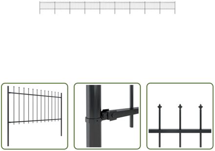 Tuinhek - Decoratief Stalen Omheining - 9 Schuttingpanelen - 15.3m - Zwart