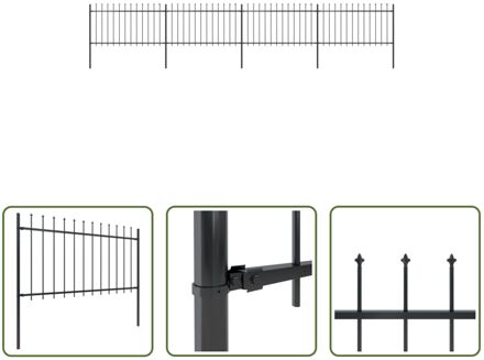 Tuinhek - Decoratief Stalen Tuinhek - 6.8m lengte - 4 schuttingpanelen - 5 palen - 100cm hoogte - Zwart