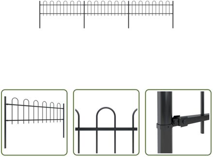 Tuinhek - Stalen decoratief hek - 510 x 110 cm (L x H) - Zwart