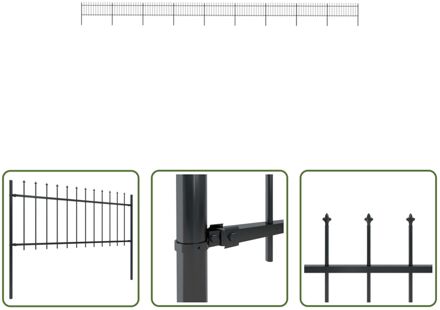 Tuinhek - Stalen Decoratief Hek - 9 Panelen - 15.3m L - Zwart - 80cm H