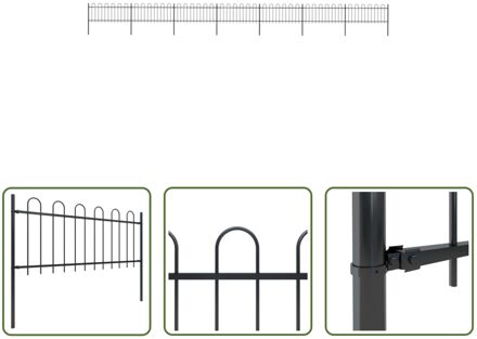 Tuinhek - Stalen omheining 11.9m - Veilig - duurzaam - Zwart