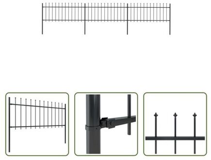 Tuinhek zwart 510 x 130 cm (L x H) - 3 schuttingpanelen en 4 palen