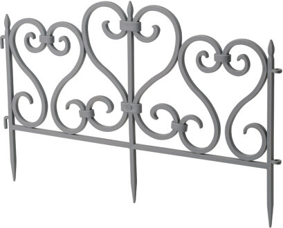 Tuinhekjes - 10x stuks - kunststof - 250 cm - grijs - borderrand - tuinafscheiding