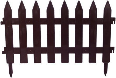 Tuinhekjes - 14x stuks - kunststof - 640 cm - bruin - borderrand - tuinafscheiding