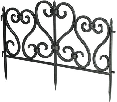 Tuinhekjes - 5x stuks - kunststof - 250 cm - zwart - borderrand - tuinafscheiding