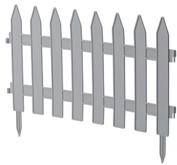 Tuinhekjes - 7x stuks - kunststof - 320 cm - lichtgrijs - borderrand - tuinafscheiding
