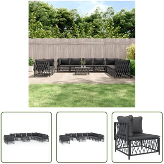 Tuinhoek loungeset - Geweven stof - Antraciet - 72x72x66 cm - Duurzaam materiaal Grijs