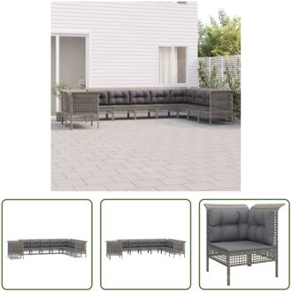 Tuinhoekbank en Middenbank - Grijs - PE-rattan en gepoedercoat staal - 65x65x75 cm - Comfortabel