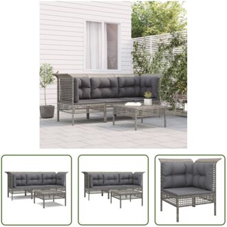 Tuinhoekbank grijs 65x65x75 cm - PE-rattan - staal