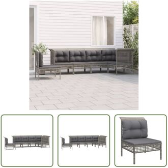 Tuinhoekbank Grijs - PE-rattan en gepoedercoat staal - 65 x 65 x 75 cm - Weerbestendig