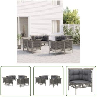 Tuinhoekbank Grijs - PE-rattan en gepoedercoat staal - 65x65x75 cm - Weerbestendig