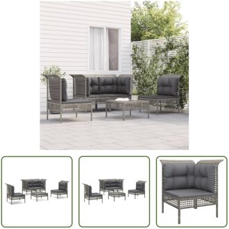 Tuinhoekbank Grijs PE-rattan Gepoedercoat Staal 65x65x75 cm - WeerbestendigThe Living Store