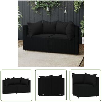 Tuinhoekbank Set - Trendy - Tuinmeubelen - Afmetingen- 63 x 63 x 57.5 cm - Kleur- Zwart