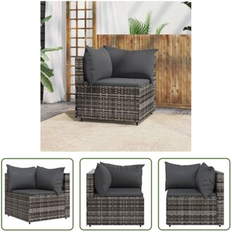 Tuinhoekbank - Trendy - Hoekbank - 63x63x57.5 cm - Weerbestendig PE-rattan - Staalframe - Modulair - Grijs