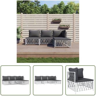 Tuinhoekbank - Wit - Geweven stof - 72x72x66 cm - Comfortabele loungeset