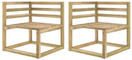 Tuinhoekbanken 2 st pallet groen geïmpregneerd grenenhout