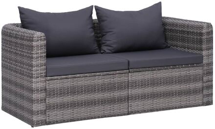 Tuinhoekbanken 2 st poly rattan grijs