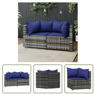 Tuinhoekbanken - Grijs - PE-rattan - Gepoedercoat staal - 63x63x57.5cm - Verstelbare poten