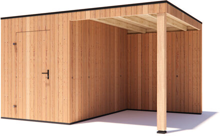 tuinhuis Kubix Douglas 200 x 300 cm + 200 cm overkapping