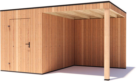 tuinhuis Kubix Douglas 200 x 300 cm + 250 cm overkapping