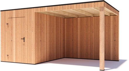 tuinhuis Kubix Douglas 200 x 300 cm + 300 cm overkapping