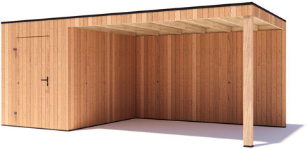 tuinhuis Kubix Douglas 200 x 300 cm + 400 cm overkapping