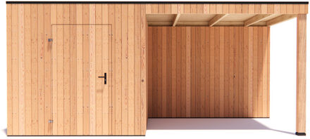 tuinhuis Kubix Douglas 250 x 250 cm + 300 cm overkapping