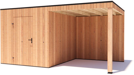 tuinhuis Kubix Douglas 250 x 300 cm + 250 cm overkapping