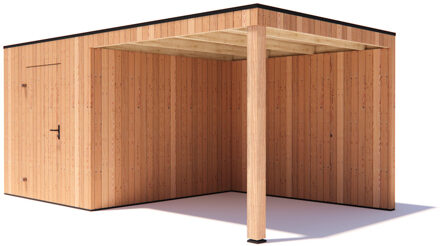 tuinhuis Kubix Douglas 250 x 300 cm + 300 cm overkapping
