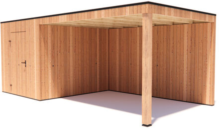 tuinhuis Kubix Douglas 250 x 300 cm + 400 cm overkapping