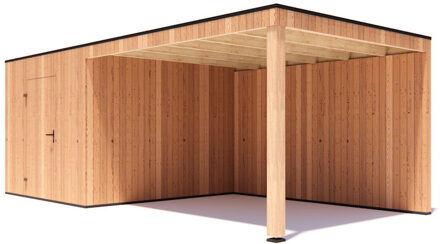 tuinhuis Kubix Douglas 300 x 300 cm + 400 cm overkapping