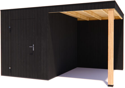 tuinhuis Kubix Vuren ZWART 200 x 300 + 200 cm overkapping