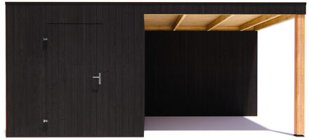 tuinhuis Kubix Vuren ZWART 250 x 300 + 300 cm overkapping