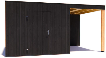 tuinhuis Kubix Vuren ZWART 300 x 300 + 200 cm overkapping