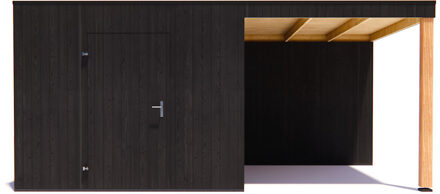 tuinhuis Kubix Vuren ZWART 300 x 300 + 250 cm overkapping