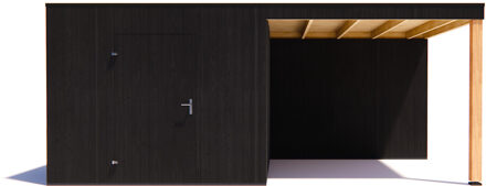 tuinhuis Kubix Vuren ZWART 300 x 300 + 300 cm overkapping