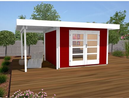 Tuinhuis Met Overkapping 126 Type A Gr2 Rood 300x500cm