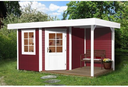 Tuinhuis Met Overkapping 213 Type A Gr2 Rood 298x298cm