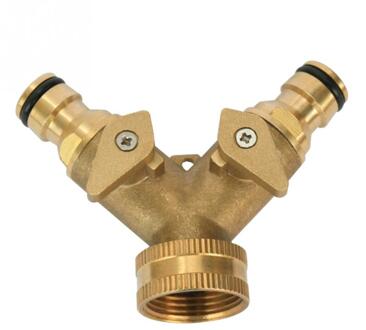 Tuinieren Irrigatie Tool 3/4 Inch 2 Way Splitter Messing Waterslang Tap Quick Connector met Klep
