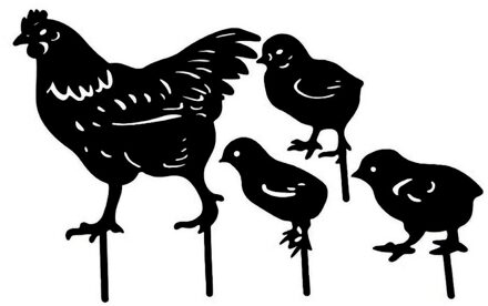 Tuinieren Ornamenten Kip Acryl Hollow Yard Art Outdoor Tuin Achtertuin Gazon Stakes Decoratie