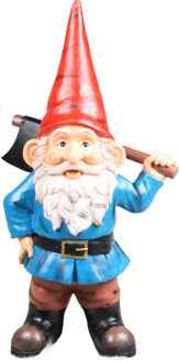 Tuinkabouter beeldje Dwerg met rode muts en bijl - Keramiek - 20 cm