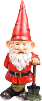 Tuinkabouter beeldje - Dwerg met rode muts en schep - 20 cm